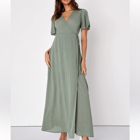Lulus Much Obliged Olive Green Maxi Dress - S - Picture 5 of 8